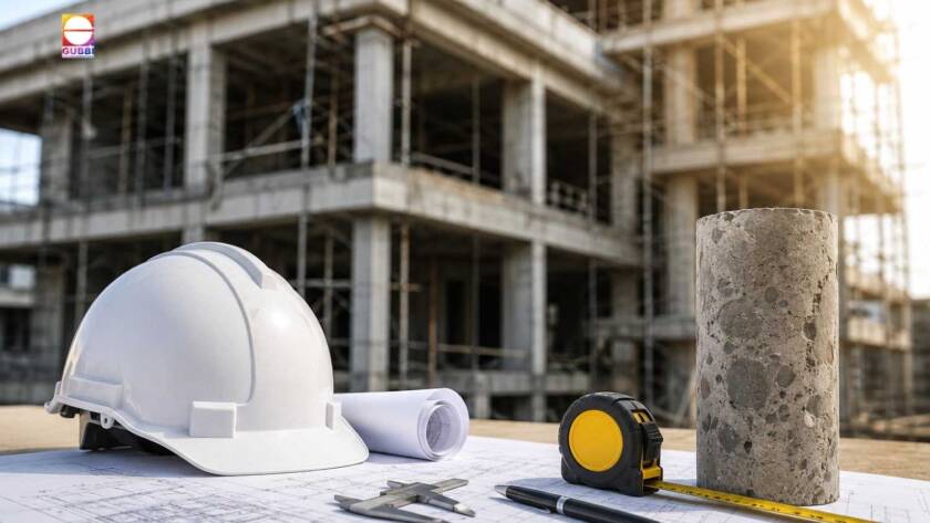 Structural engineers assessing an ageing RCC building for professional retrofitting services and building rehabilitation to improve structural safety and extend service life.