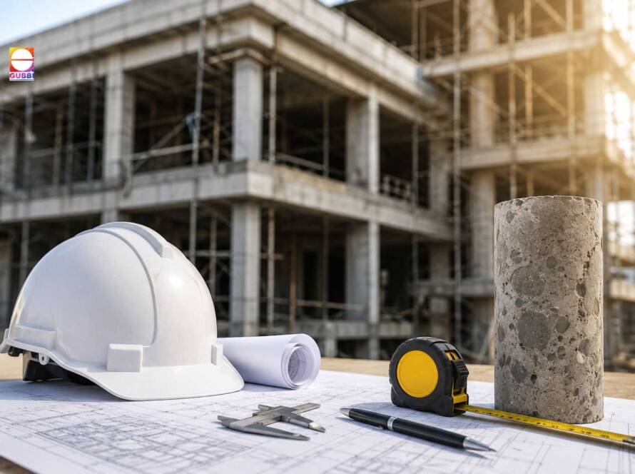 Structural engineers assessing an ageing RCC building for professional retrofitting services and building rehabilitation to improve structural safety and extend service life.
